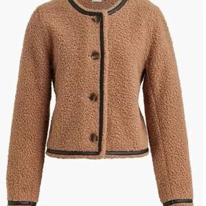NWT J Crew faux fur blazer with vegan leather trim. Size 6